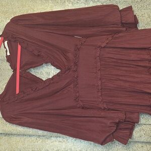 Mustard Seed Terracotta Puff Sleeves Mini Dress Cotton/Polyester Womens Size M